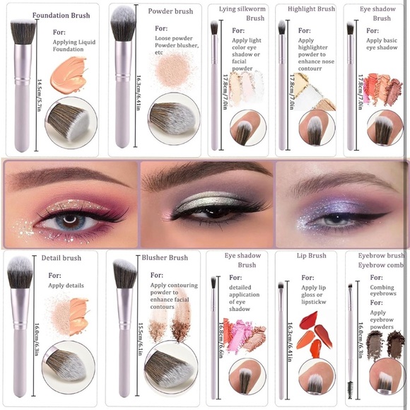 Makeup Brush Set with blending Sponges - Picture 3 of 10